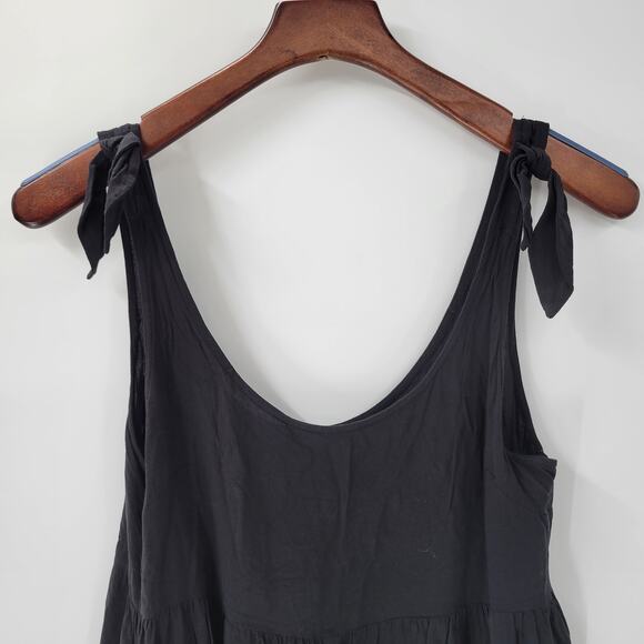 Forever 21 Babydoll Tank Womens S Black Rayon Scoop Neck Bow Tie Straps Flowy - Picture 4 of 13